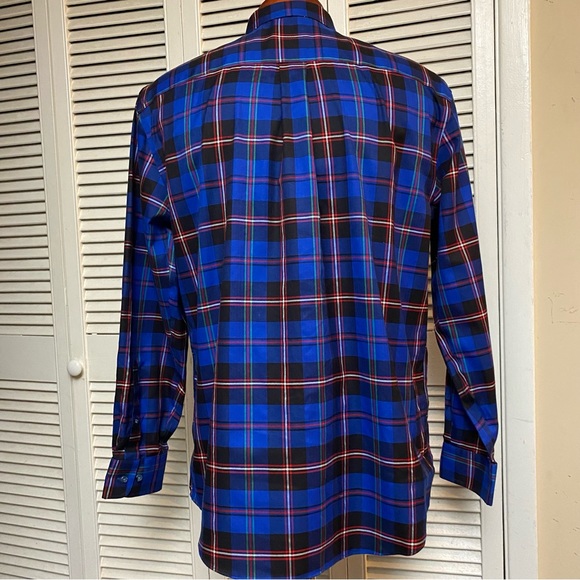 Jos A Bank Travelers Collection Size Large Electric Blue Plaid - Picture 3 of 5